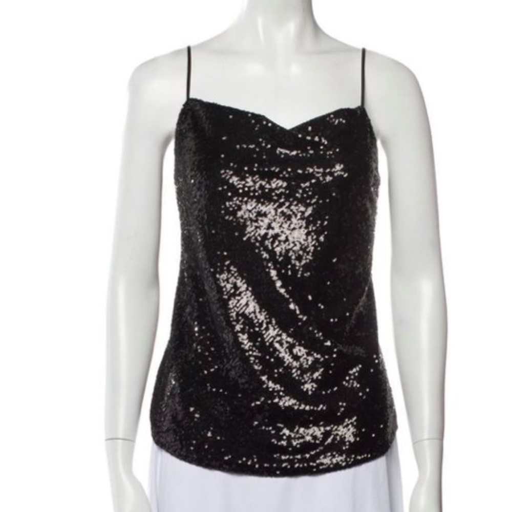 Cinq a Sept Sequin Black Top